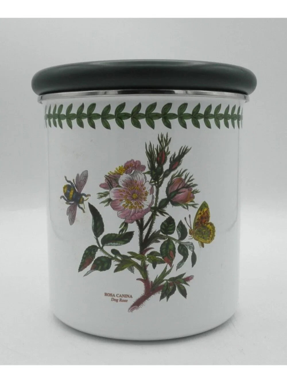 Portmeirion Botanic Garden Small Metal Canister w/Wood Lid Dog Rose PRTBOG